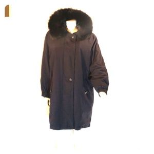 Leslie Fay Faux Fur Winter Midi Trench Coat
